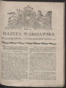 Gazeta Warszawska. R.1791 Nr 82
