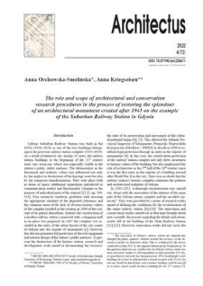 The role and scope of architectural and conservation research procedures in the process of restoring the splendour of an architectural monument created after 1945 on the example of the Suburban Railway Station in Gdynia