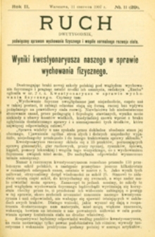 Ruch : dwutygodnik poświęcony sprawom wychowania fizycznego i w ogóle normalnego rozwoju ciała, 1907.06.11 R. 2 nr 11 (29)