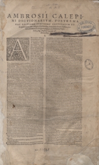 Dictionarum undecim linguarum [...] Respondent autem Latinis vocabulis Hebraica, Graeca, Gallica, Italica, Germanica, Belgica, Hispanica, Polonica, Ungarica, Anglica [...]