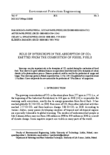 Role of intercrops in the absorption of CO2 emitted from the combustion of fossil fuels