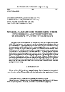 Towards a viable method of reusing silicon carbide. Physicochemical analyses in the studies on the industrial application of the material