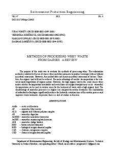 Methods of processing whey waste from dairies. A review