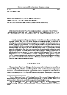 Struvite precipitation from the liquid fraction of the digestate of a municipal waste biogas plant