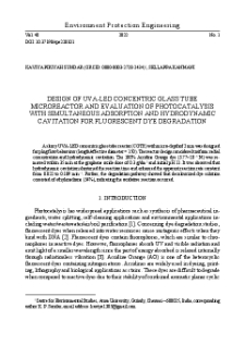 Design of UVA-LED concentric glass tube microreactor and evaluation of photocatalysis with simultaneous adsorption and hydrodynamic cavitation for fluorescent dye degradation