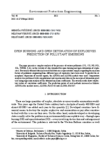 Open burning and open detonation of explosives. Prediction of pollutant emissions