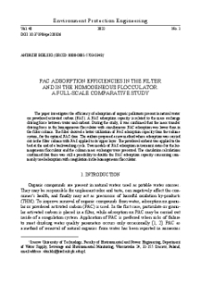 PAC adsorption efficiencies in the filter and in the homogeneous flocculator. A full-scale comparative study