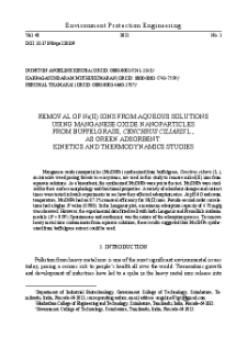 Removal of Ni(II) ions from aqueous solutions using manganese oxide nanoparticles from buffelgrass, Cenchrus ciliaris L., as green adsorbent. Kinetics and thermodynamic studies