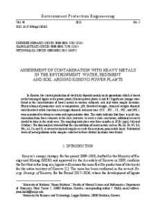 Assessment of contamination with heavy metals in the environment. Water, sediment and soil around Kosovo power plants