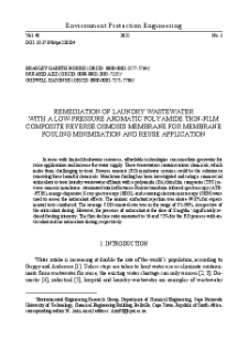 Remediation of laundry wastewater with a low-pressure aromatic polyamide thin-film composite reverse osmosis membrane for membrane fouling minimisation and reuse application