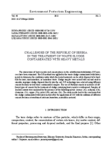 Challenges of the Republic of Serbia in the treatment of waste sludge contaminated with heavy metals