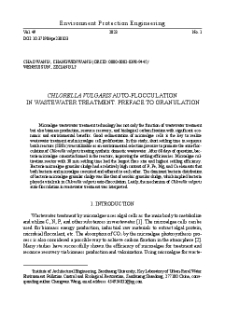 Chlorella vulgaris auto-flocculation in wastewater treatment. Preface to granulation