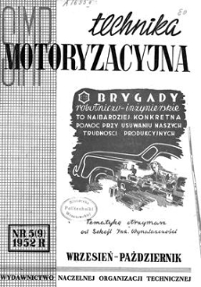 Technika Motoryzacyjna, Rok II, wrzesień-październik 1952, nr 5 (9)