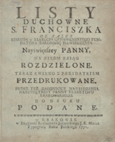 Listy Duchowne S. Franciszka de Sales [...] Na Siedm Ksiąg Rozdzielone. - War. B