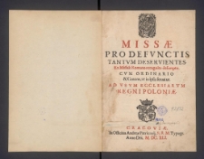 Missæ Pro Defunctis Tantum Deservientes, Ex Missali Romano recognito desumptæ [...]