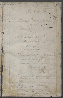"Scripta et notata varia collecta per me Ioannem Casimirum Kirkor, Vilnae a.d. 1667 mense Octobri 3 die scribere incepta [...]". Odpisy akt publicznych i diariusze sejm&oacute;w z lat 1662-1671 i 1701-1714.