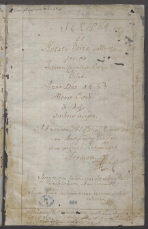 "Scripta et notata varia collecta per me Ioannem Casimirum Kirkor, Vilnae a.d. 1667 mense Octobri 3 die scribere incepta [...]". Odpisy akt publicznych i diariusze sejmów z lat 1662-1671 i 1701-1714.