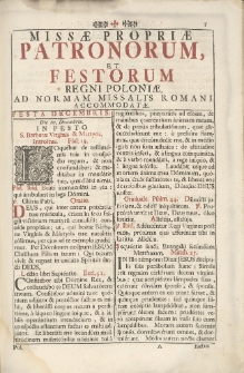 Miss&aelig; Propri&aelig; Patronorum, Et Festorum Regni Poloni&aelig;. Ad Normam Missalis Romani Accommodat&aelig;