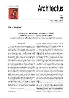 Exploring the potential for balcony addition totenements’ backyard elevation in Wrocław– spatial challenges related to shade and indoor daylight illumination