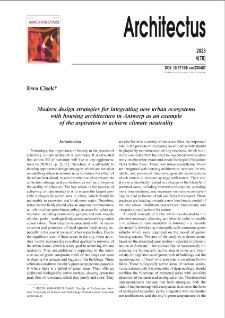 Modern design strategies for integrating new urban ecosystems with housing architecture in Antwerp as an example of the aspiration to achieve climate neutrality