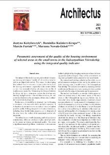 Parametric assessment of the quality of the housing environment of selected areas in the small towns in the Subcarpathian Voivodeship using the integrated quality indicator