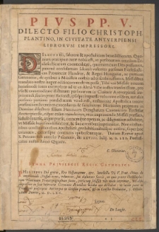 Missale Romanum, Ex Decreto Sacrosancti Concilii Tridentini restitutum, Pii V. Pont. Max Iussu Editum. Additis aliquot Sanctorum Officiis, ex praecepto Sixti PP. V. Et S. D. N. Clementis VIII. Pont. Max.