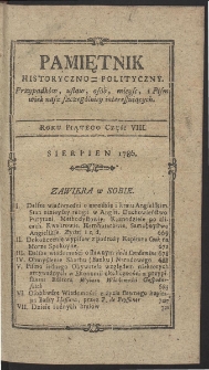 Pamiętnik Historyczno-Polityczny. R.1786 T. 3 (Sierpień)