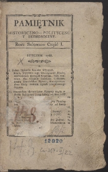 Pamiętnik Historyczno-Polityczny. R. 1788. T. 1. (Styczeń)