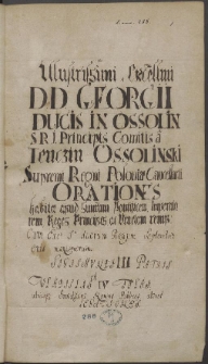 Odpisy mów kanclerza Jerzego Ossolińskiego z lat 1636-1646 oraz akt odnoszących się dp spraw wewnętrznych i zagranicznych Polski z lat 1719-1721.