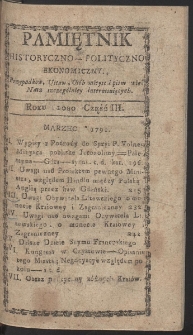 Pamiętnik Historyczno-Polityczny. R. 1791. T. 1 (Marzec)