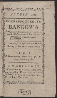 Korrespondencya Bankowa R. 1793. T. 1