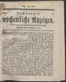 Lemberger Wöchentliche Anzeigen. R. 1793 Nr 12