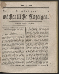 Lemberger Wöchentliche Anzeigen. R. 1794 Nr 4