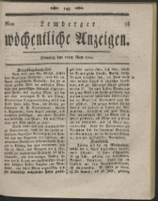 Lemberger Wöchentliche Anzeigen. R. 1794 Nr 38