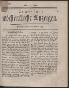 Lemberger Wöchentliche Anzeigen. R. 1795 Nr 5