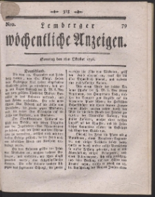 Lemberger W&ouml;chentliche Anzeigen. R. 1796 Nr 79