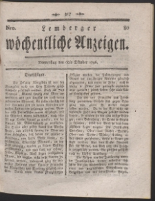 Lemberger Wöchentliche Anzeigen. R. 1796 Nr 80