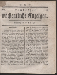 Lemberger Wöchentliche Anzeigen. R. 1797 Nr 18