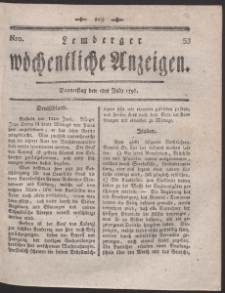 Lemberger Wöchentliche Anzeigen. R. 1798 Nr 53