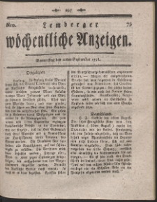 Lemberger Wöchentliche Anzeigen. R. 1798 Nr 75