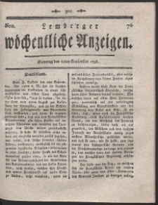 Lemberger Wöchentliche Anzeigen. R. 1798 Nr 76