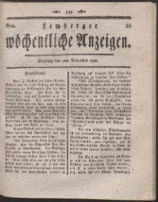 Lemberger W&ouml;chentliche Anzeigen. R. 1798 Nr 88
