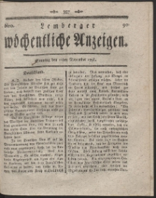 Lemberger W&ouml;chentliche Anzeigen. R. 1798 Nr 90