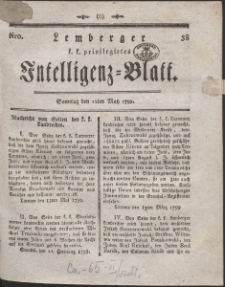 Lemberg Kaiserlich-K&ouml;nigliches Intelligenz-Blatt. R. 1799 nr 38