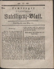 Lemberg Kaiserlich-Königliches Intelligenz-Blatt. R. 1800 Nr 21
