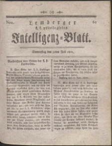 Lemberg Kaiserlich-Königliches Intelligenz-Blatt. R. 1801 Nr 61