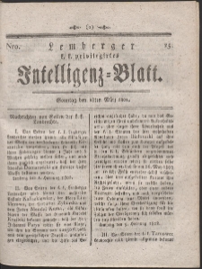 Lemberg Kaiserlich-K&ouml;nigliches Intelligenz-Blatt. R. 1802 Nr 25