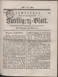 Lemberg Kaiserlich-K&ouml;nigliches Intelligenz-Blatt. R. 1803 Nr 24