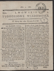 Lwowskie Tygodniowe Wiadomości. R. 1786 Nr 1