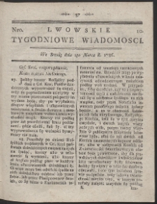 Lwowskie Tygodniowe Wiadomości. R. 1786 Nr 10